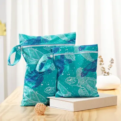 Washable Baby Diaper Bags, 2 Counts Washable Laundry Bags for Travel Beach Pool Daycare Yoga Gym Exercise Swimsuits