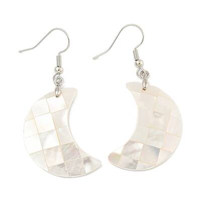 Rack Plating Brass Natural White Shell Dangle Earrings