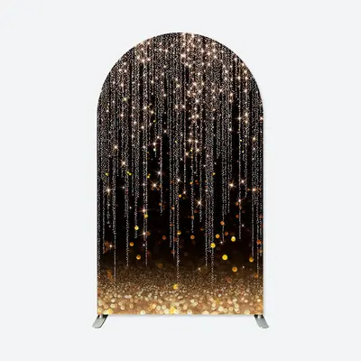 Aperturee Glitter Gold Birthday Party Double Sided Arch Backdrop | Chiara Wall Backdrop Diy | Custom Arched Wall Covers | Cir...