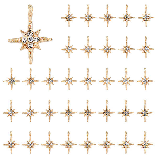 50Pcs Alloy Rhinestone Pendants