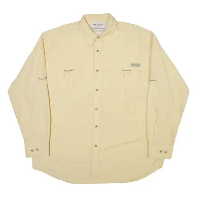 COLUMBIA Mens Plain Shirt Cream Long Sleeve L