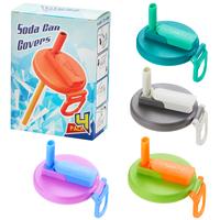 DIPESI 4-Pack BPA-Free Soda Can Lids with  soft Silicone Straw -Reusable Lids for Carbonated & Beverages & Juice & Soda Water...