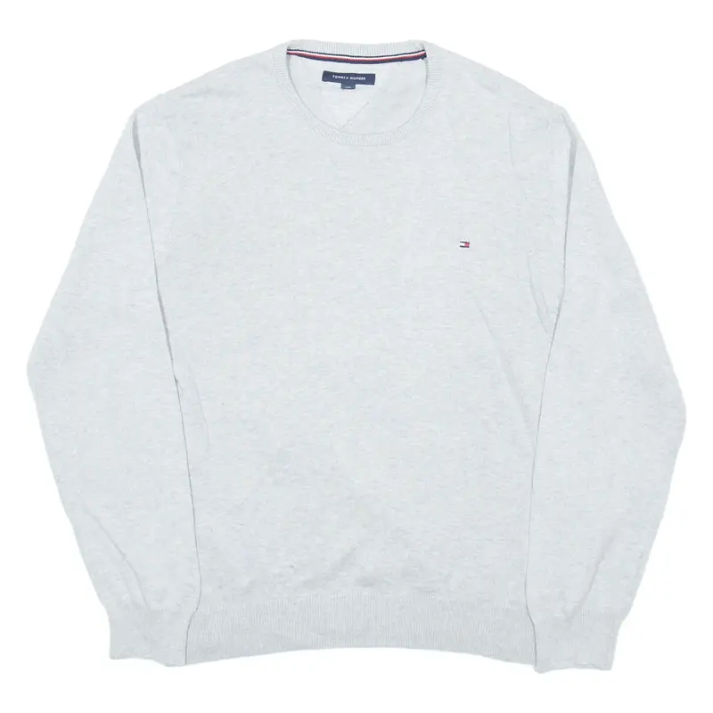 TOMMY HILFIGER Mens Jumper Grey Tight Knit L
