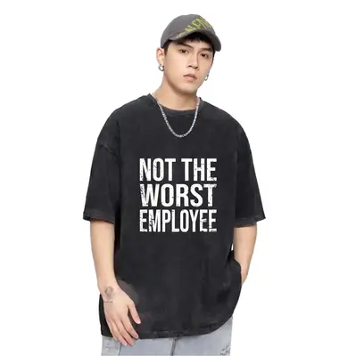 Hilarious Not The Worst Employee Graphic Tee Unisex Cotton Comfort Fit Round Neck Distressed Print Lightweight Breathable Cas...