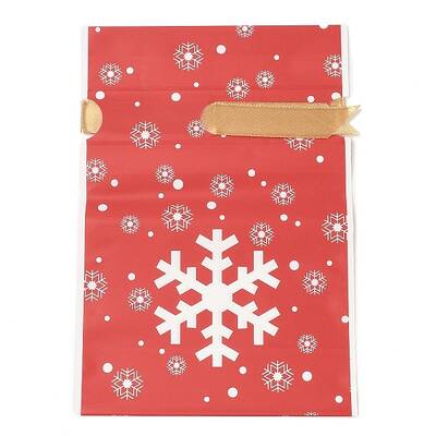Christmas Snowflake Plastic Packing Pouches Drawstring Bags