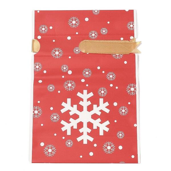 Christmas Snowflake Plastic Packing Pouches Drawstring Bags