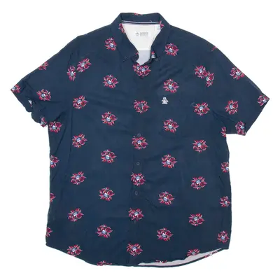 ORIGINAL PENGUIN Mens Shirt Blue Floral 3/4 Sleeve L