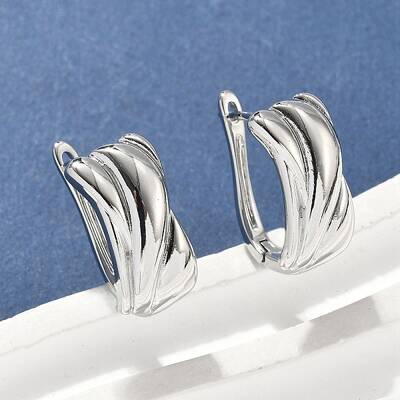 Rectangle Brass Hoop Earrings