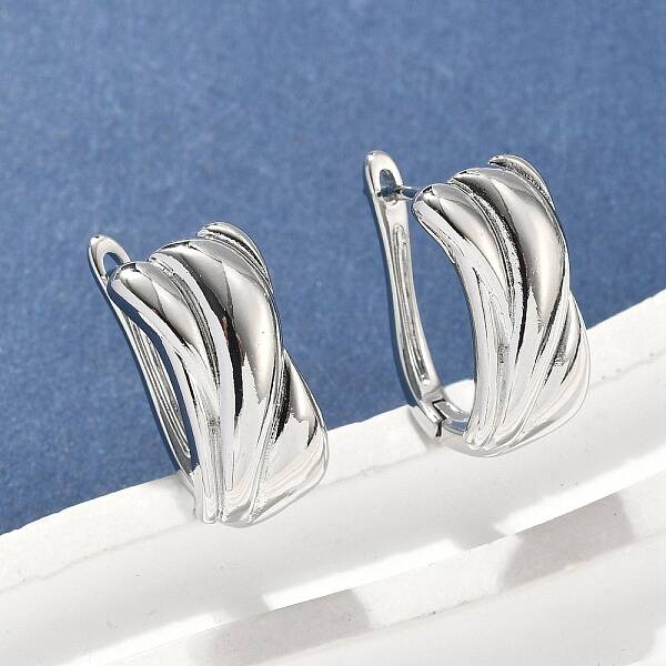 Rectangle Brass Hoop Earrings