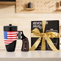 Pukomc Glass Cool Revolver Ceramic Mug with Wooden Handle 16 Ounces Drinking Mug Easy to Clean Coffee Mug Kitchenware Insulat...