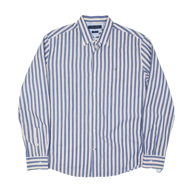 TOMMY HILFIGER Fit Shirt Blue Pinstripe Long Sleeve Mens L