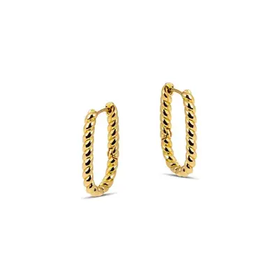 Lilly Twisted Rectangular Gold Hoop Earrings