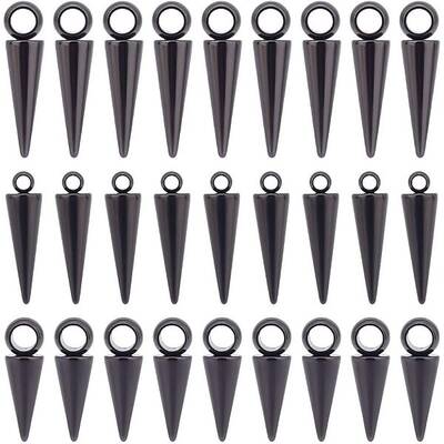 UNICRAFTALE 30pcs Black Cone Charm 15.5-19.5mm Punk Style Charm Stainless Steel Spike Pendants Hypoallergenic Dangle Charm fo...