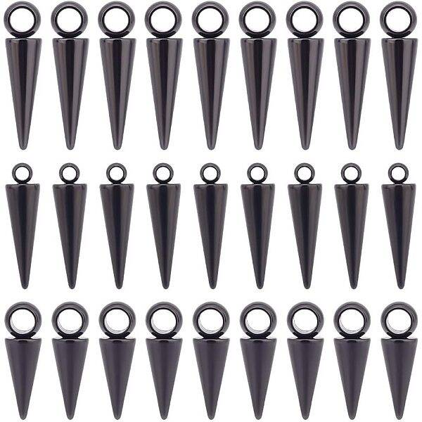 UNICRAFTALE 30pcs Black Cone Charm 15.5-19.5mm Punk Style Charm Stainless Steel Spike Pendants Hypoallergenic Dangle Charm fo...