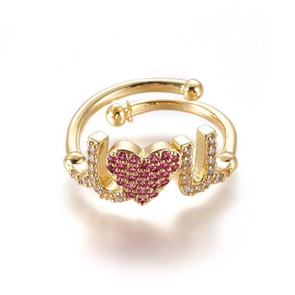 Adjustable Brass Micro Pave Cubic Zirconia Finger Rings