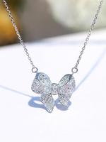 Women's Elegant Rhinestone Decorated Bow Design Pendant Necklace, Luxury Jewelry, Exquisite Trendy Pendant Jewelry for Women ...