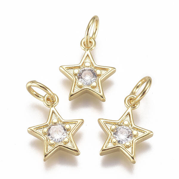 Brass Micro Pave Cubic Zirconia Charms
