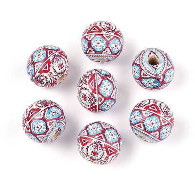Bohemian Style Printed Schima Wood Beads