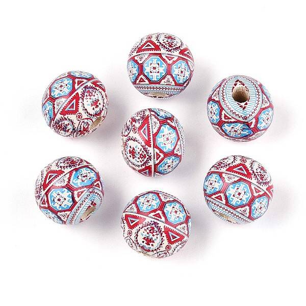 Bohemian Style Printed Schima Wood Beads
