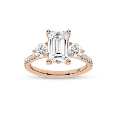 Zephyr Three Quarter Coverage Emerald Cut Lab Grown Diamond Engagement Ring | 18K Rose Gold 2 1/2 CT. TW.