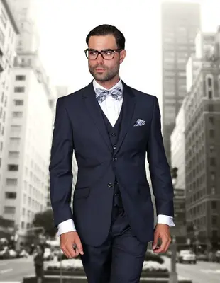 Men's Wool 3-Piece Suit Extra Long 100% Wool Statement