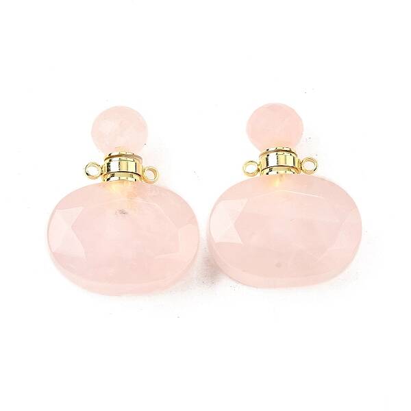 Natural Rose Quartz Perfume Bottle Pendants