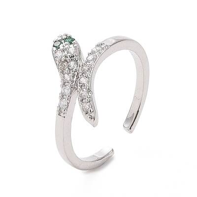 Green Cubic Zirconia Snake Open Cuff Ring