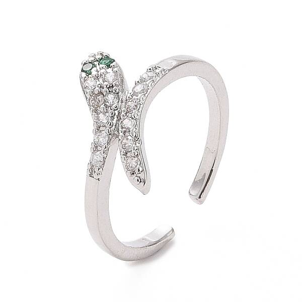 Green Cubic Zirconia Snake Open Cuff Ring