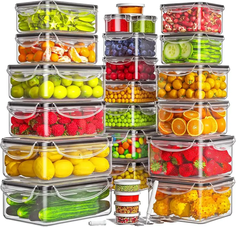 [Limited Time Sale] 40-Piece Plastic Airtight Food Storage Containers Set (20 Containers + 20 Lids) Leakproof, Reusable, Micr...
