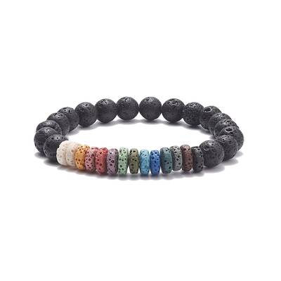 Natural Lava Rock Beaded Stretch Bracelet