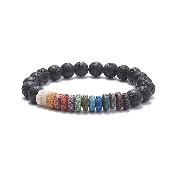 Natural Lava Rock Beaded Stretch Bracelet