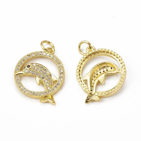 Brass Micro Pave Cubic Zirconia Pendants