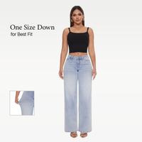 Super Stretchy Mid Waist Wide Leg Baggy Jeans Butterfly Flare Jeans Curvy Tummy Control Plus Size Regular Size BBL Womenswear...