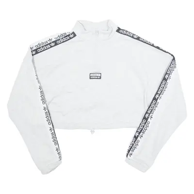 ADIDAS ORIGINALS Womens Sweatshirt Grey 1/4 Zip UK 14