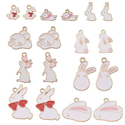 Alloy Enamel Bunny Pendants