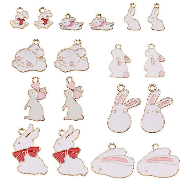Alloy Enamel Bunny Pendants