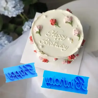 6pcs Reusable Handwritten Slogan Graphic Press Mold, Cake Decoration Mold, Practical Baking Tools For Home & Bakery Use