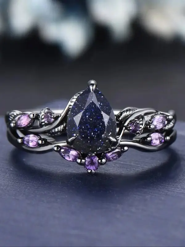 Elegant Water Drop Artificial Crystal Rings for Women, Unique Rings, Stackable Ring Set Bride Engagement Ring, Perfect Birthd...