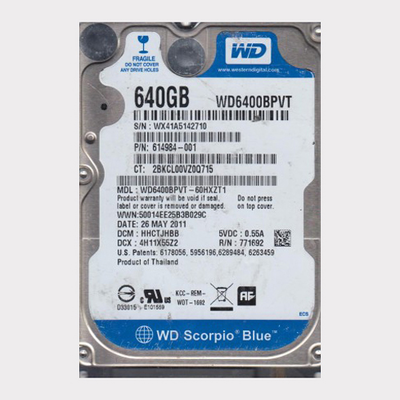 614984-001 HP 640GB 5400RPM SATA 3Gb/s 8MB Cache 2.5-Inch Hard Drive