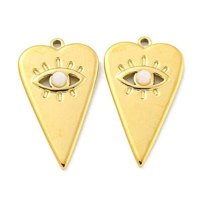 Natural White Jade Heart Eye Pendants