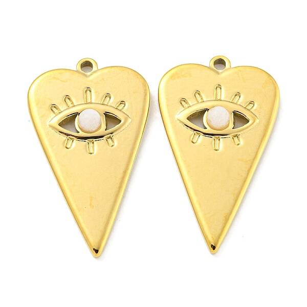 Natural White Jade Heart Eye Pendants