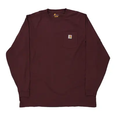 Carhartt Tall Long Sleeve T-Shirt - 2XL Burgundy Cotton