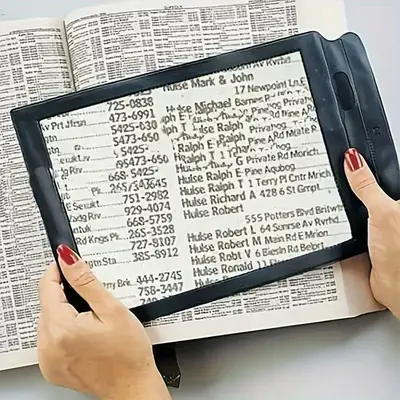 3X Large Page Magnifying Glass, Handheld Full-View Reading Aid Magnifying Glass For Seniors, Durable Home PVC Material Magnif...