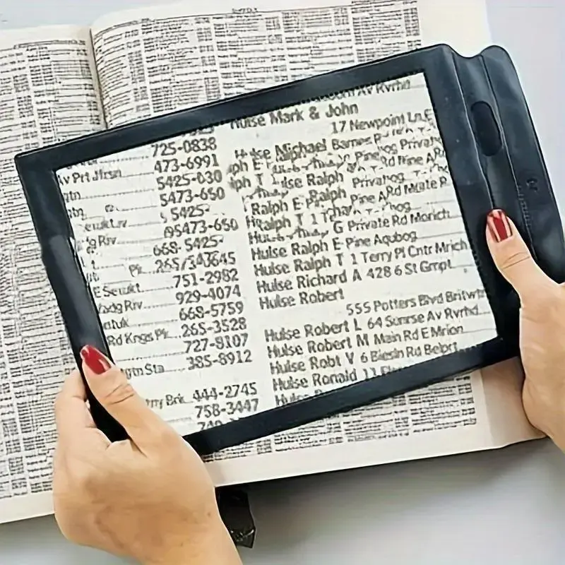 3X Large Page Magnifying Glass, Handheld Full-View Reading Aid Magnifying Glass For Seniors, Durable Home PVC Material Magnif...