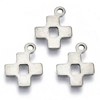 Non-Tarnish 201 Stainless Steel Tiny Cross Charms