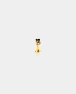 Rectangle CZ Threadless Push Pin Helix Stud - Black