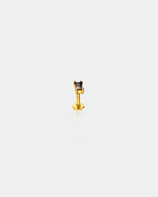 Rectangle CZ Threadless Push Pin Helix Stud - Black