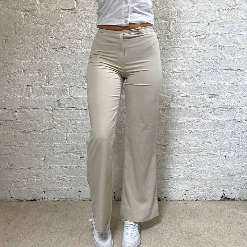 Benetton Trousers - 25W UK 6 Beige Viscose Blend