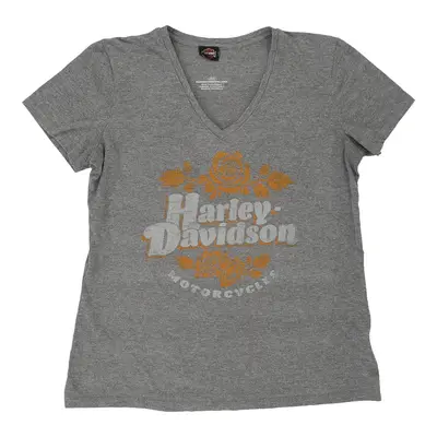 Harley Davidson Graphic T-Shirt - Large Grey Cotton