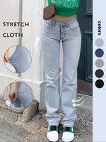 Women's Plain High Waist Straight Leg Jeans, Fashion Casual Basic Denim Pants for Daily Outdoor Wear, Going Out Outfits, Pant...